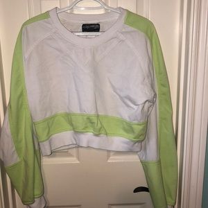 White and green long sleeve crop top